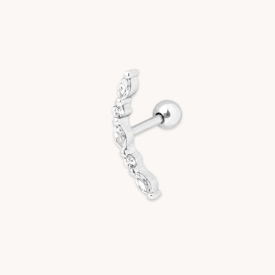 Navette Crystal Curved Barbell in Silver