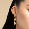 Pearl & Shell Drop Stud Earrings in Gold