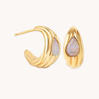 Agate Wave Dome Hoops in Gold