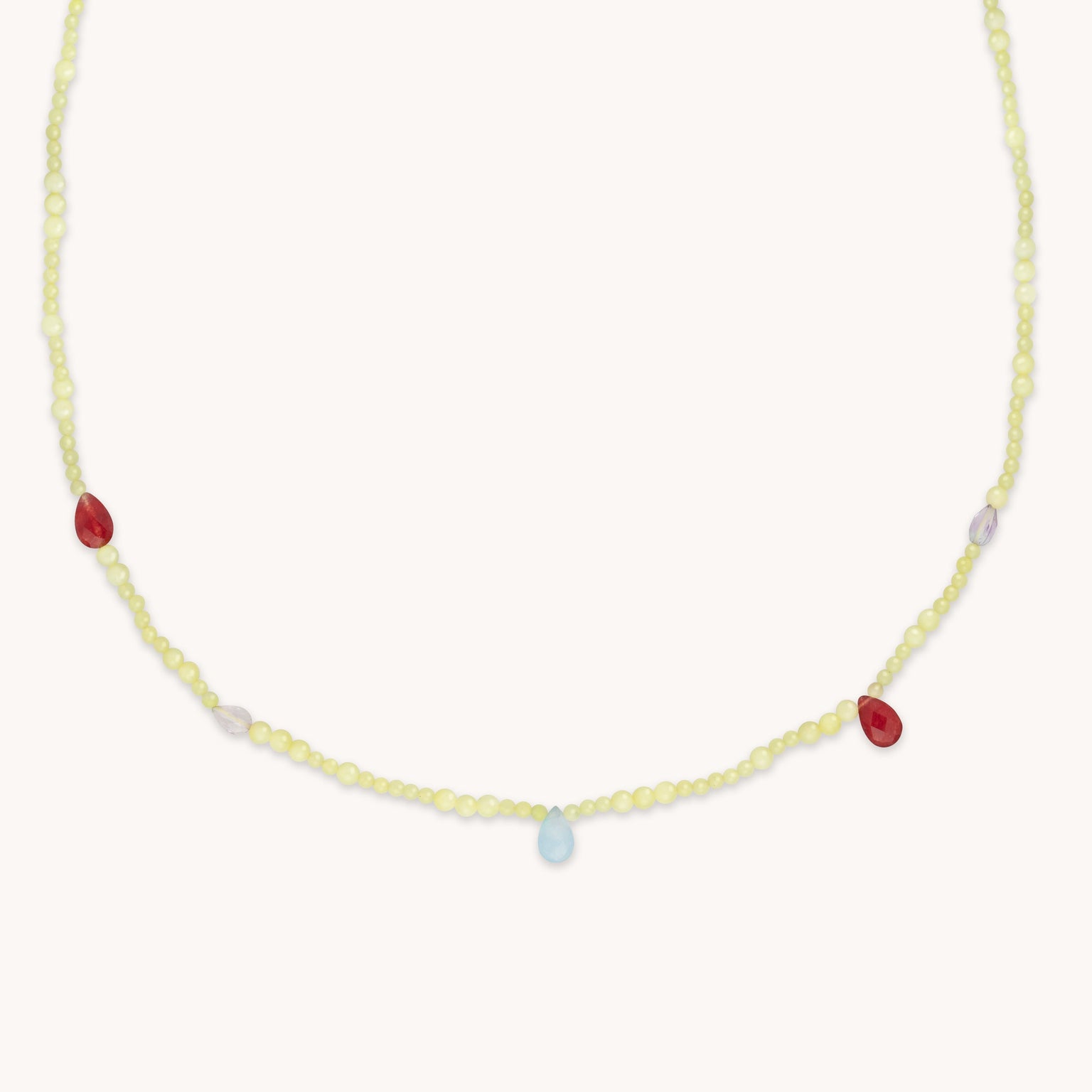 Lemon Jade Charm Beaded Necklace in Gold