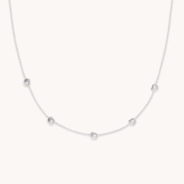 Shell Crystal Charm Necklace in Silver