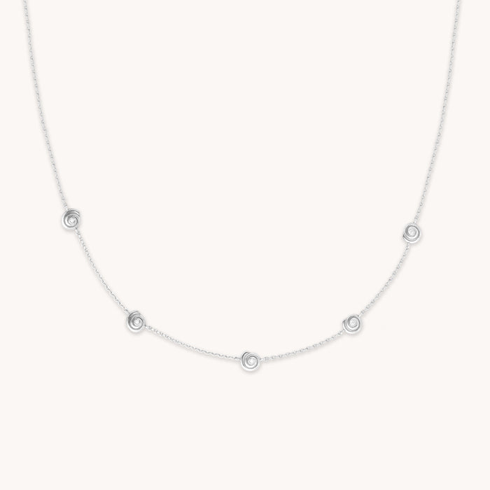 Shell Crystal Charm Necklace in Silver