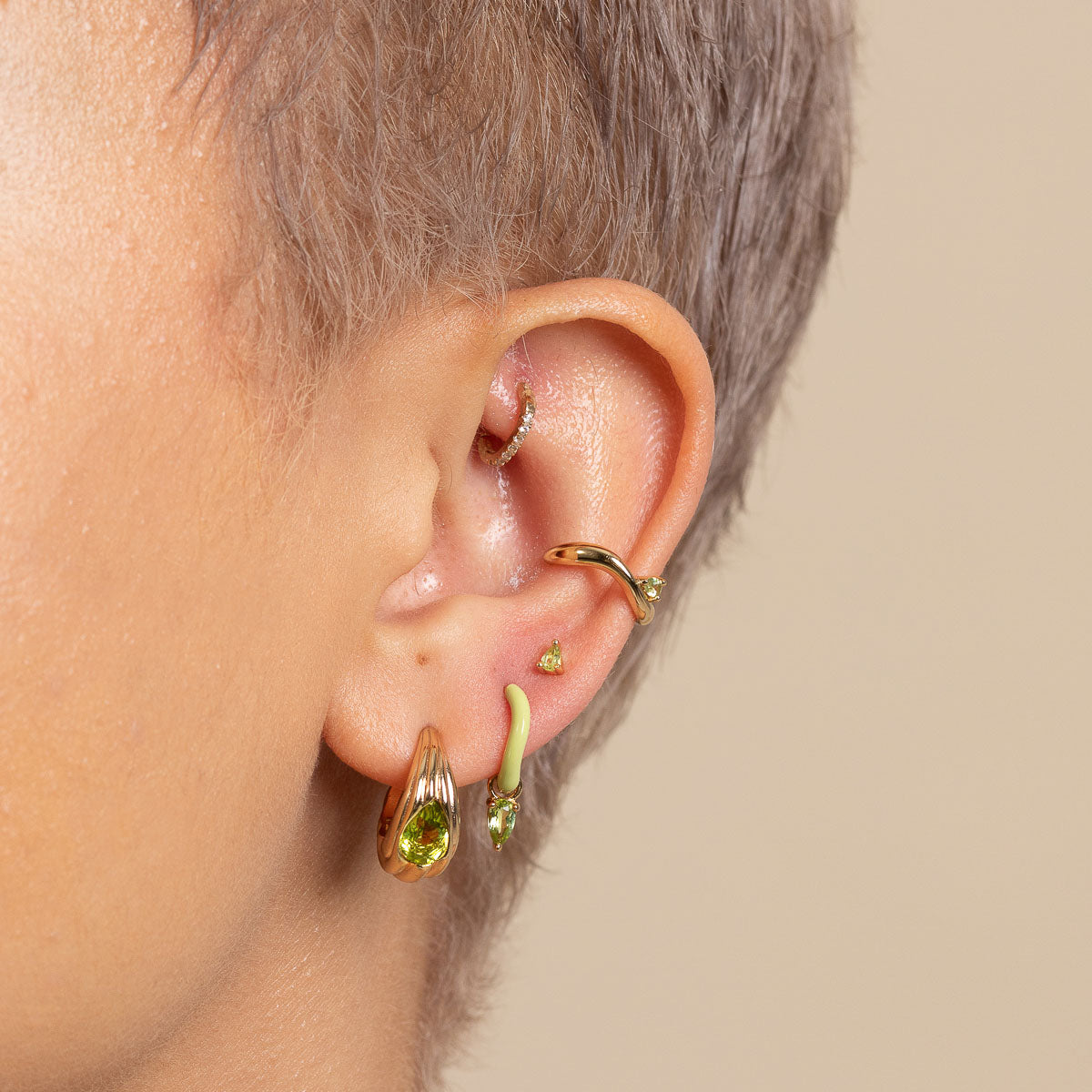 Olivine Stud Earrings in Gold