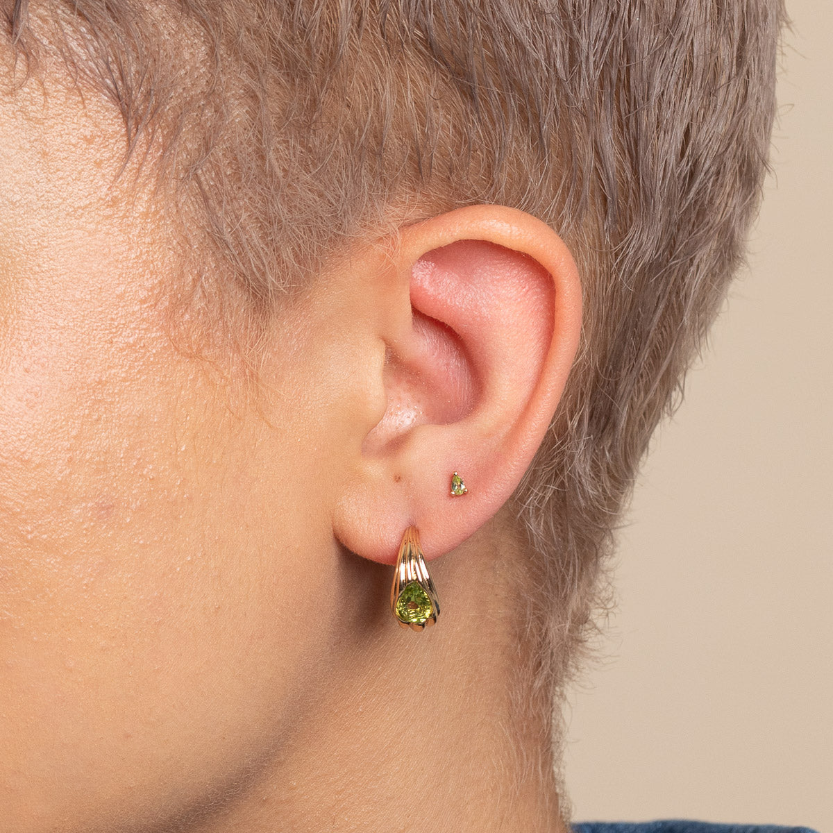 Olivine Stud Earrings in Gold