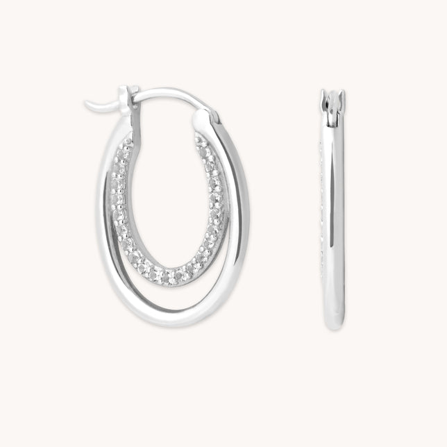 Duo Topaz Hoops in Solid White Gold