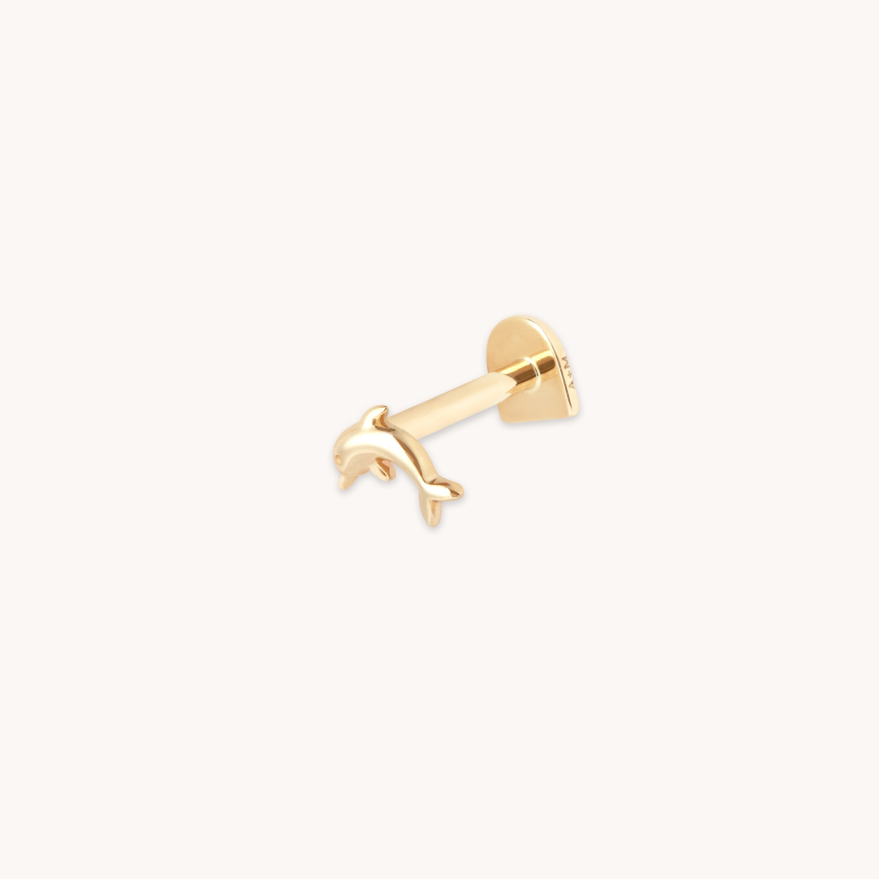 Dolphin Piercing Stud in Solid Gold