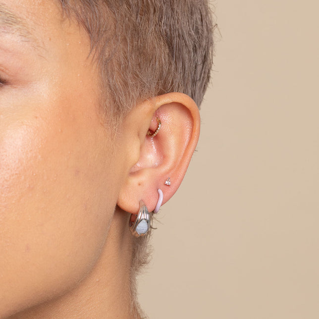 Peach Pear Piercing Stud in Solid White Gold