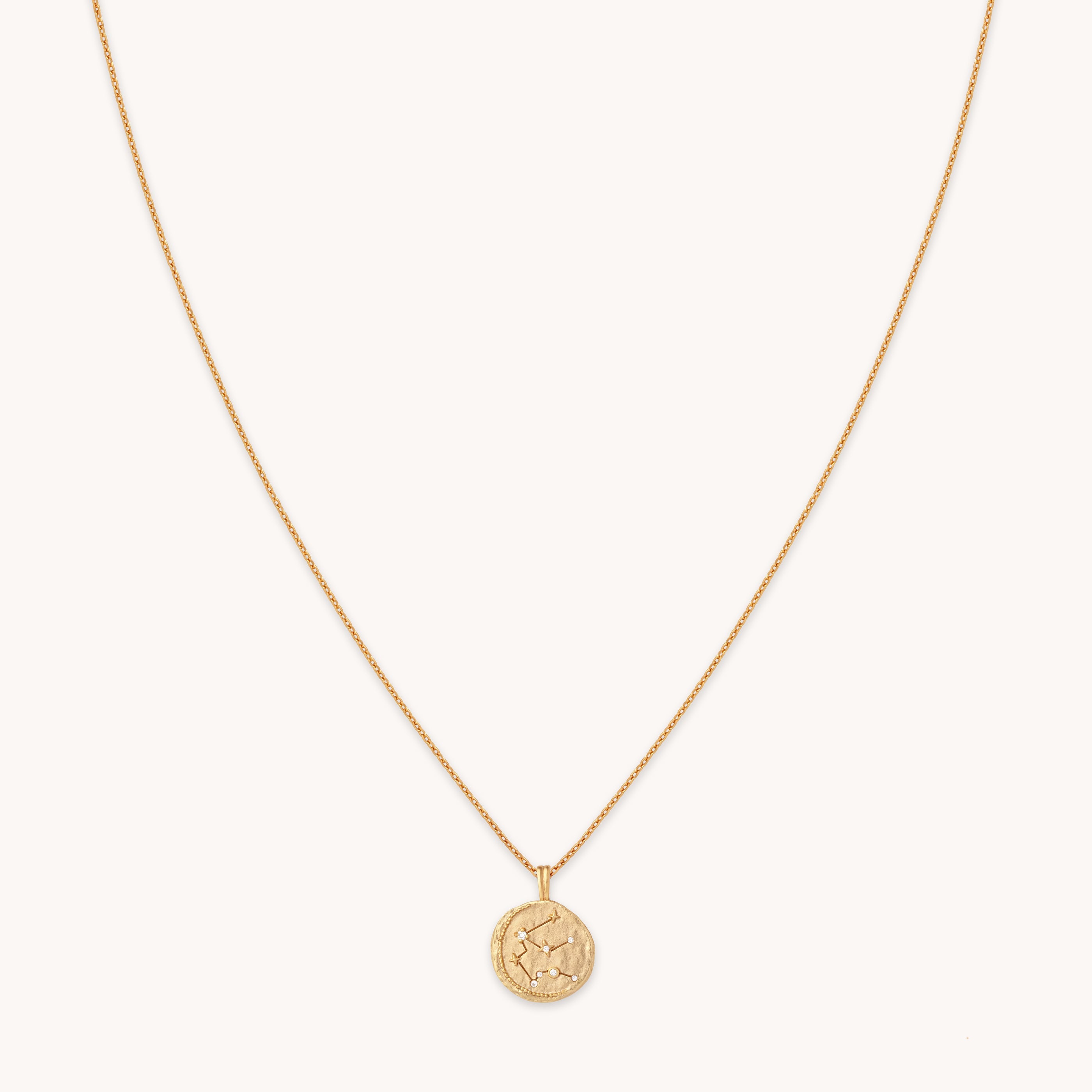 Aquarius Zodiac Pendant Necklace in Gold