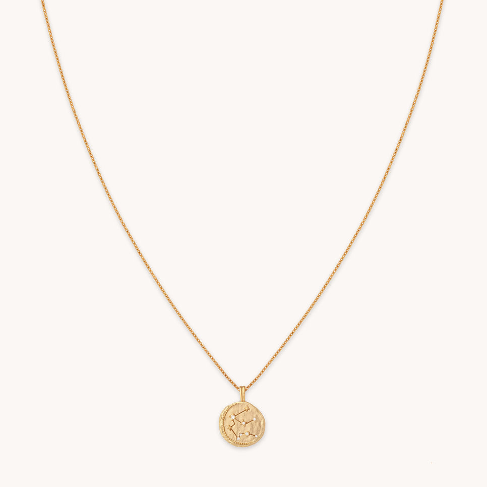 Aquarius Zodiac Pendant Necklace in Gold