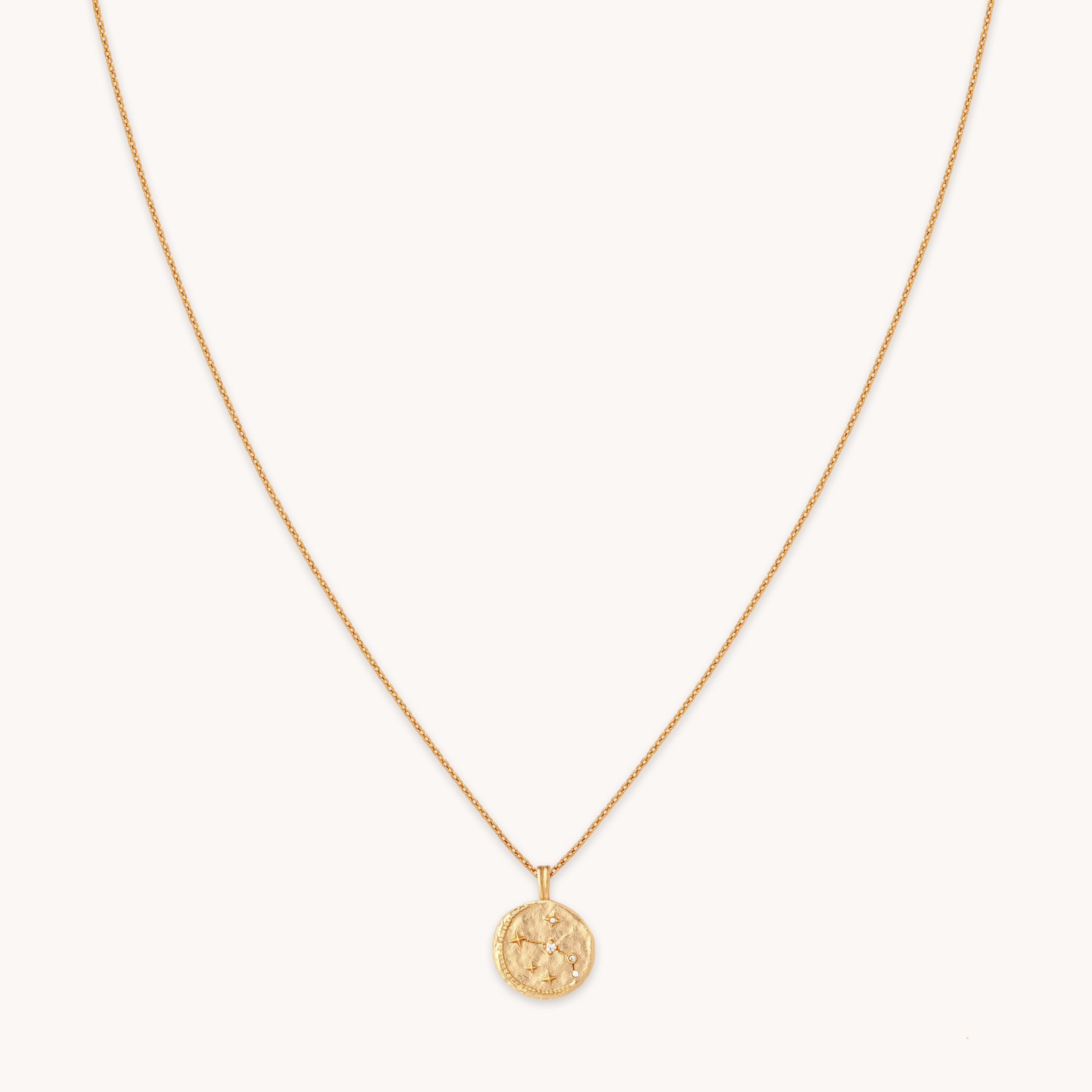 Aries Zodiac Pendant Necklace in Gold