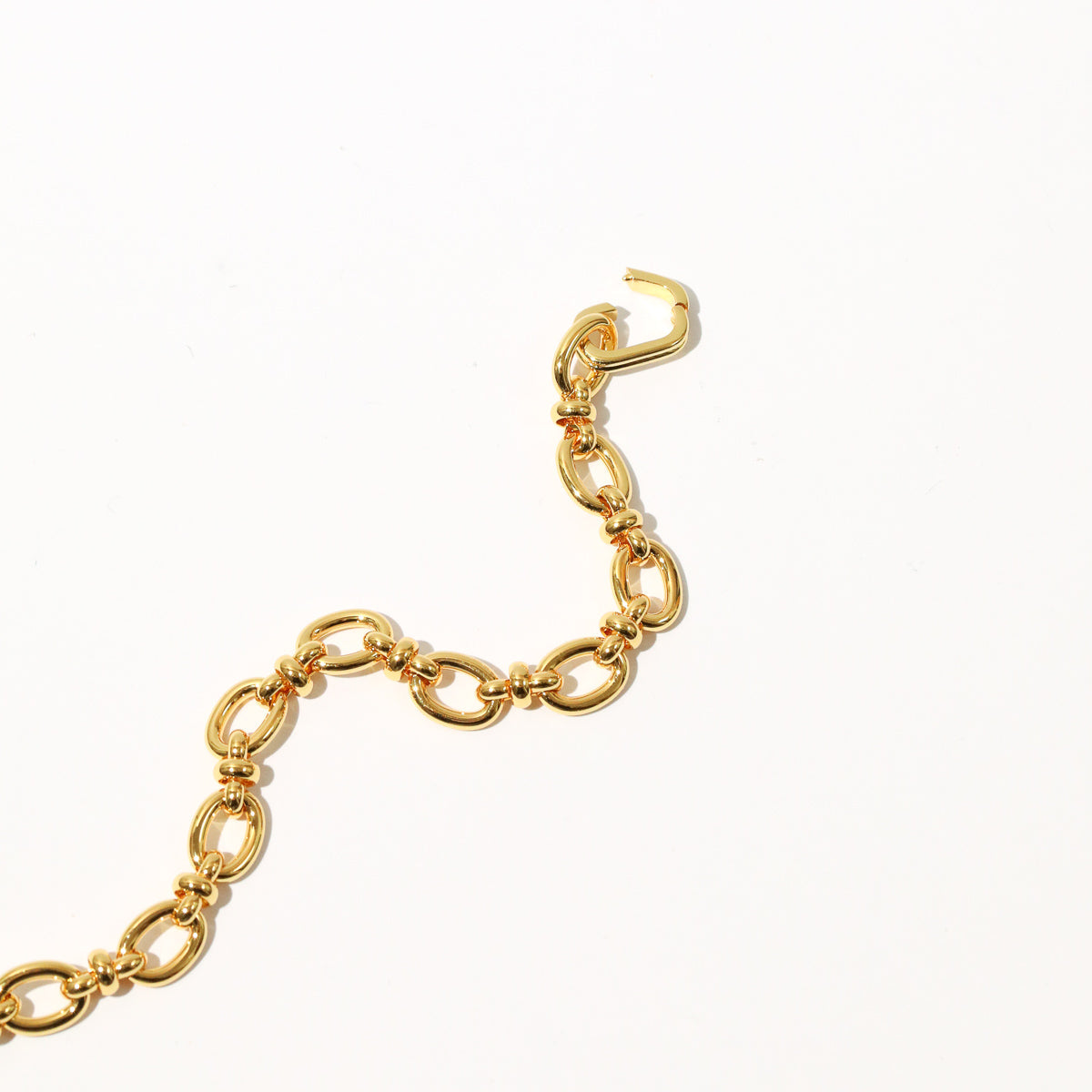 Open Link Chain Necklace in Gold flat lay close up clasp