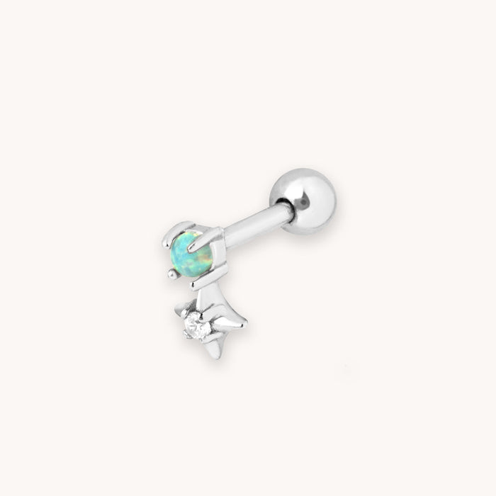 Cosmic Star Opal Barbell in Silver