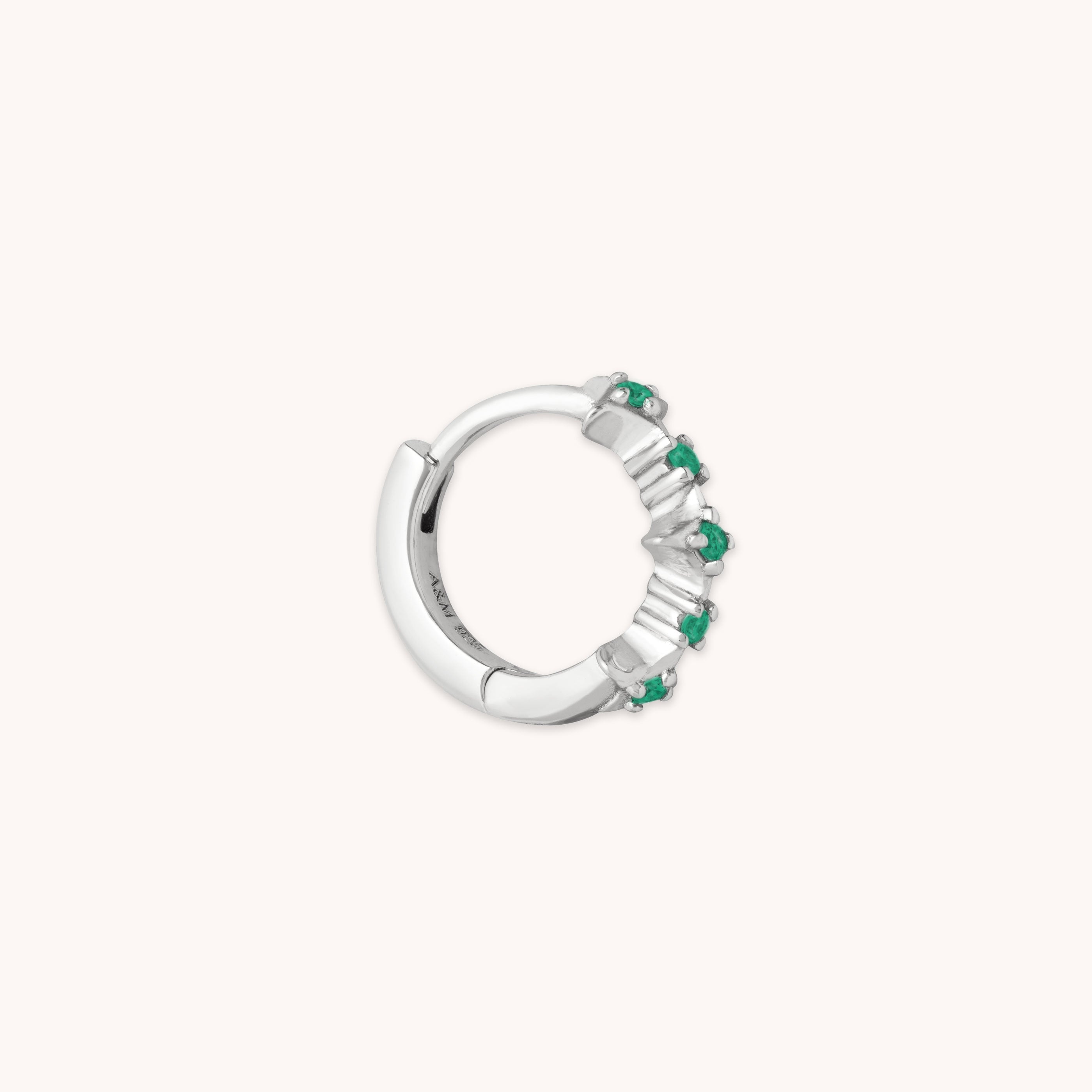 Cosmic Star Emerald Hoop 6.5mm in Silver