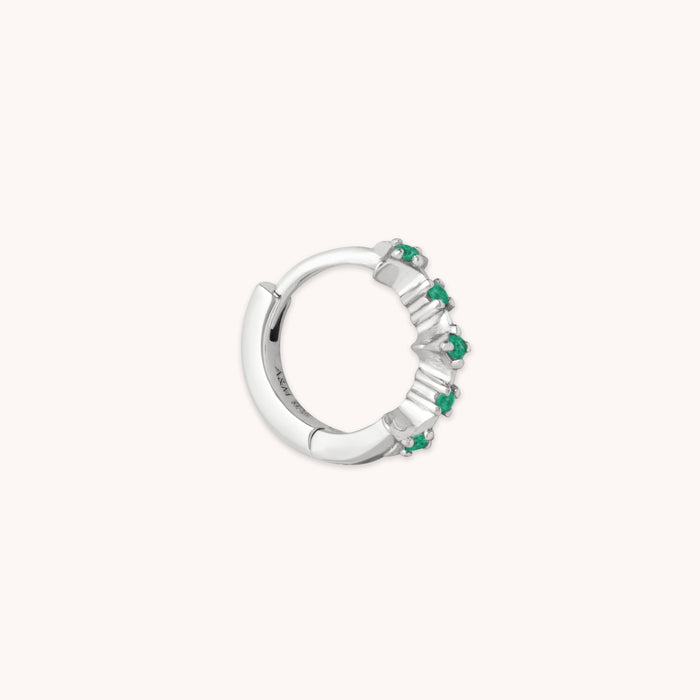 Cosmic Star Emerald Hoop 6.5mm in Silver