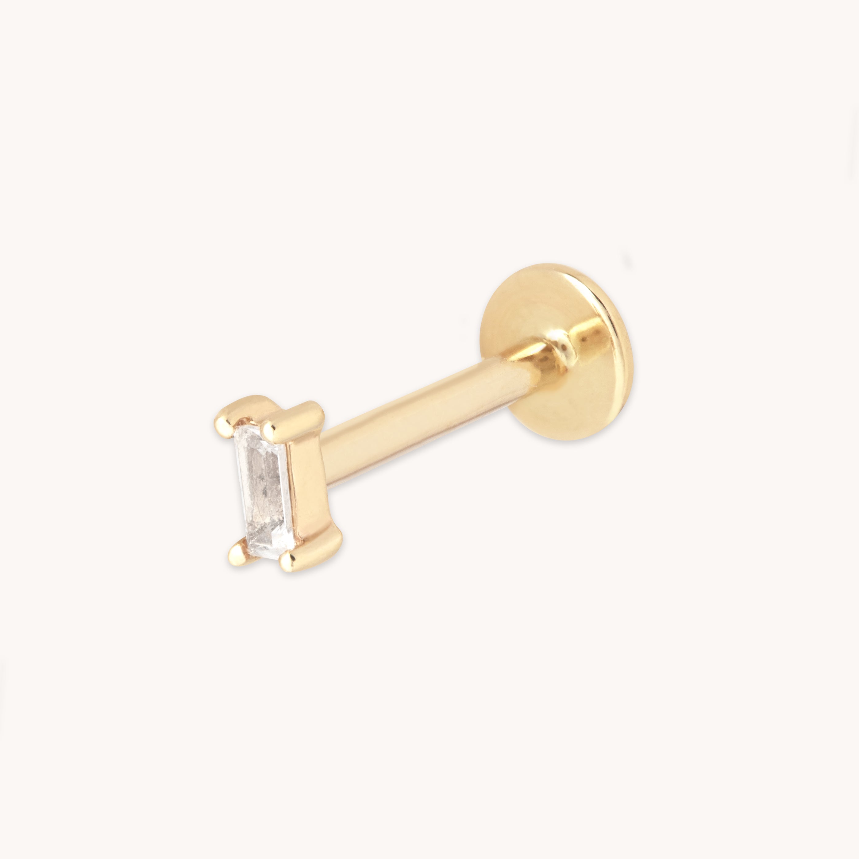 Baguette Piercing Stud 6mm in Solid Gold