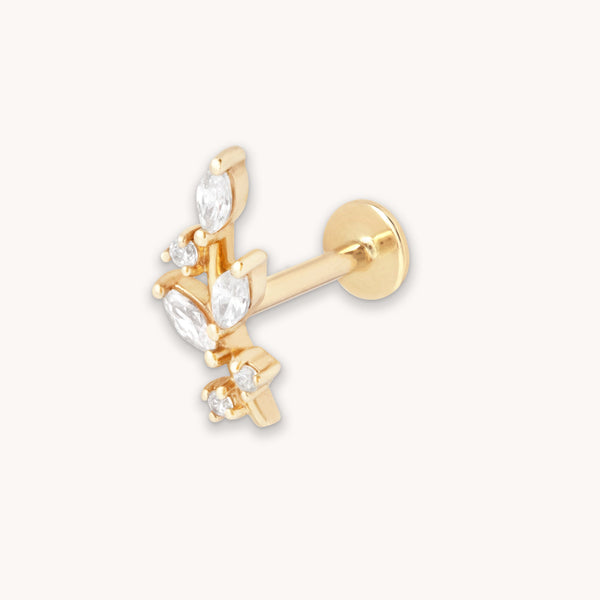 Botanical Piercing Stud 6mm in Solid Gold