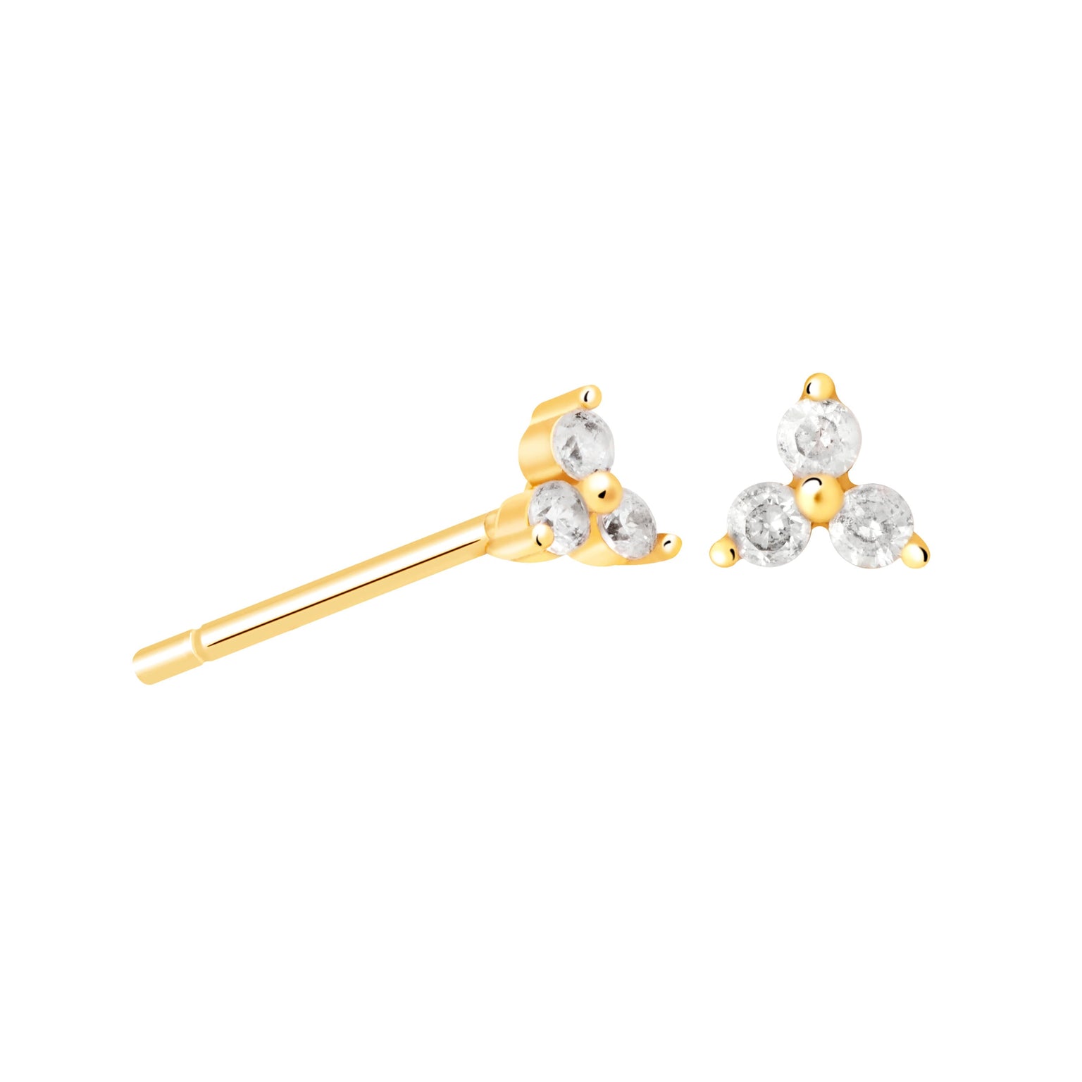 Triple Crystal Stud Earrings in Gold