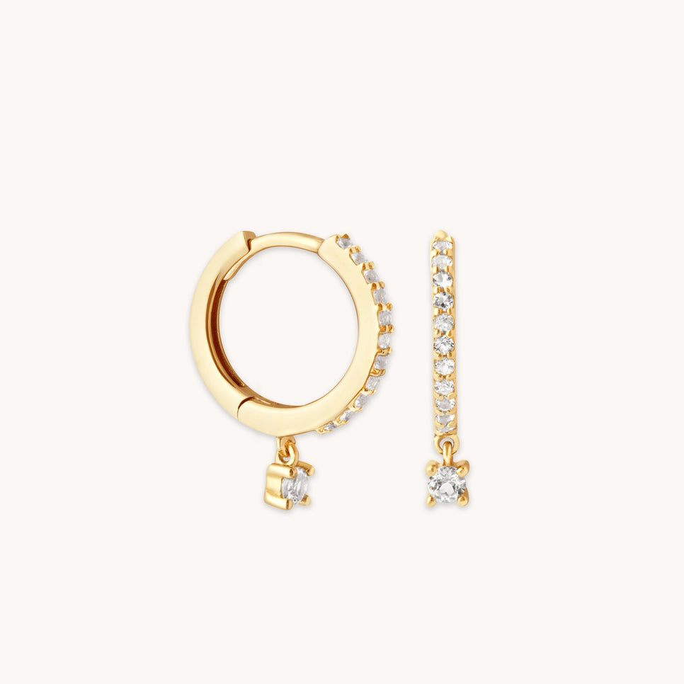 Topaz Charm Hoops in Solid Gold