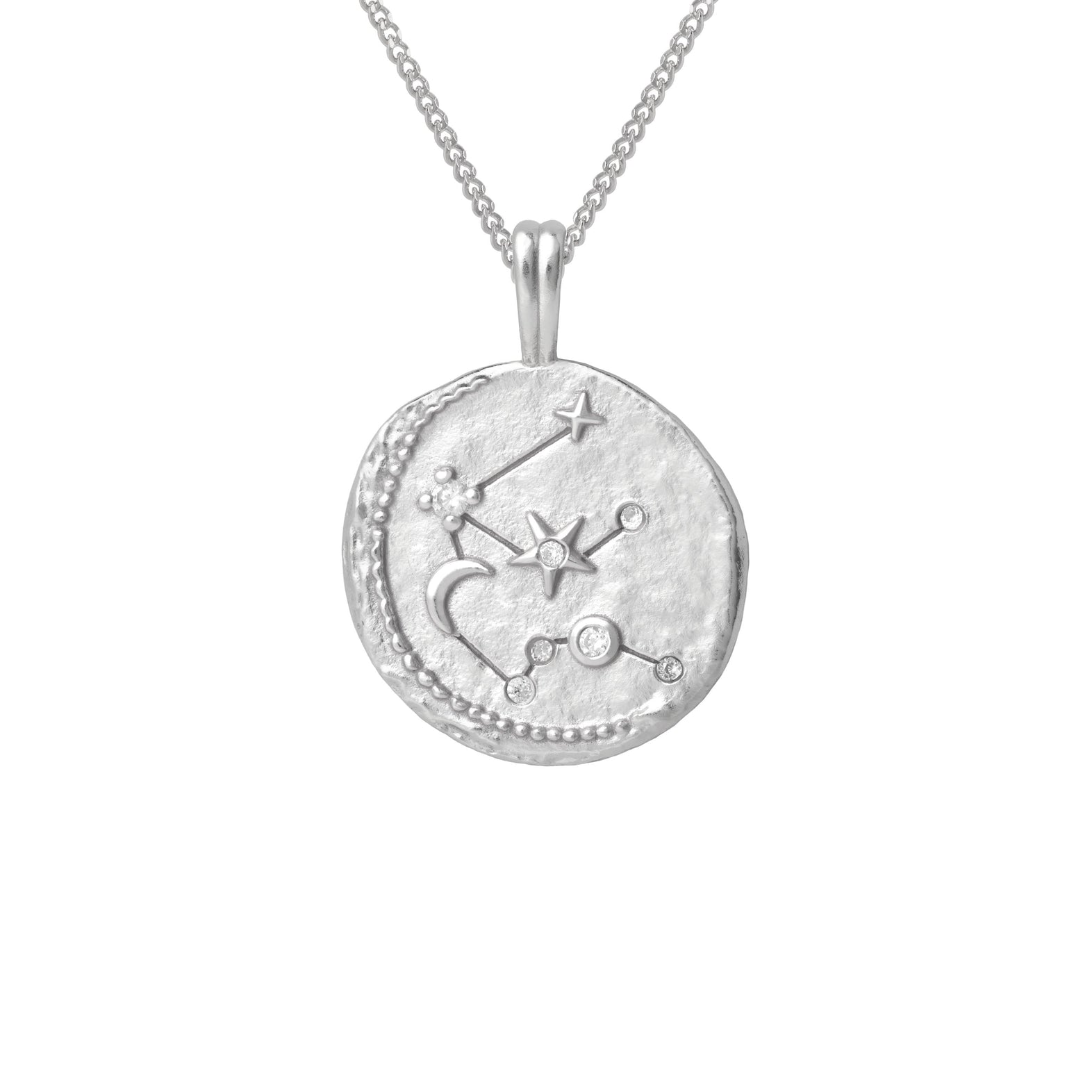 Aquarius Zodiac Pendant Necklace in Silver