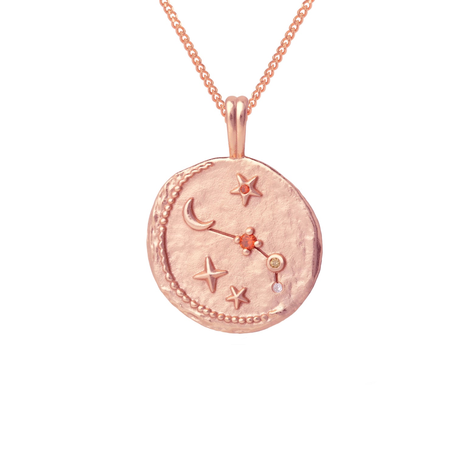 Aries Zodiac Pendant Necklace in Rose Gold