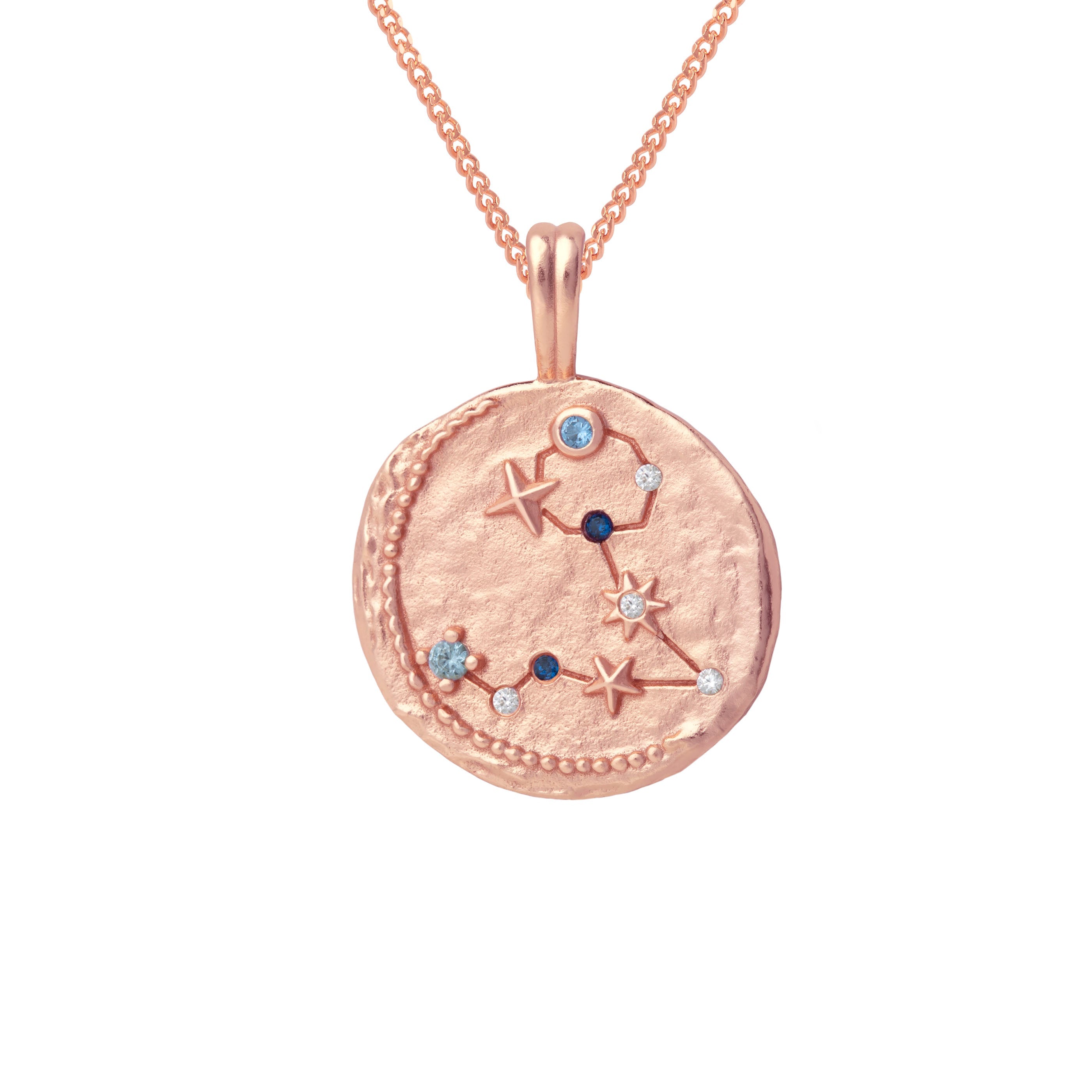 Pisces Zodiac Pendant Necklace in Rose Gold