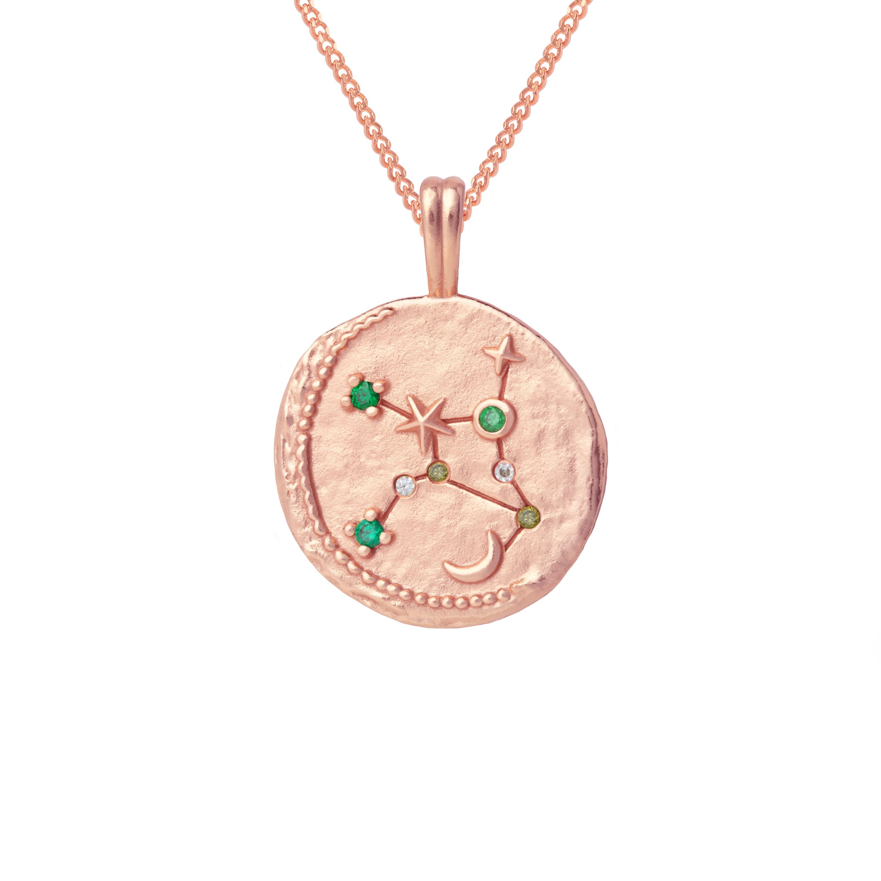 Virgo Zodiac Pendant Necklace in Rose Gold