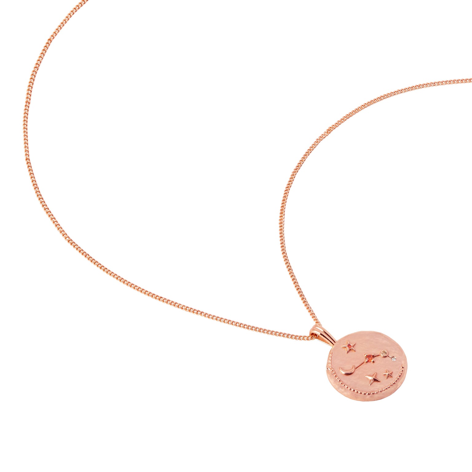 Aries Zodiac Pendant Necklace in Rose Gold