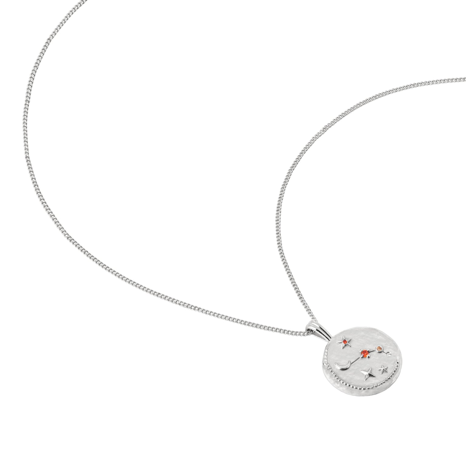 Aries Zodiac Pendant Necklace in Silver
