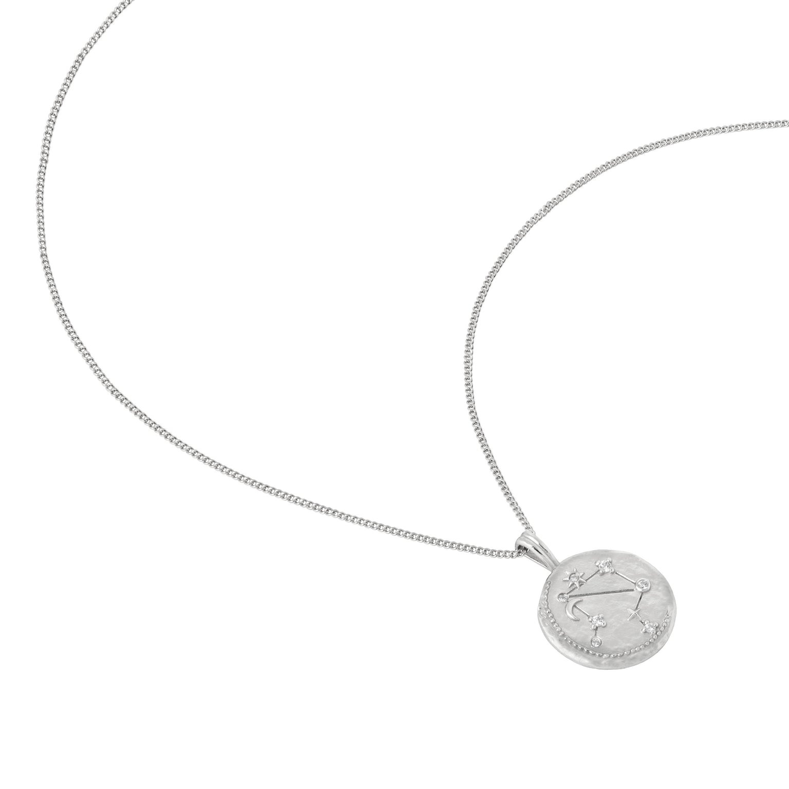Libra Zodiac Pendant Necklace in Silver