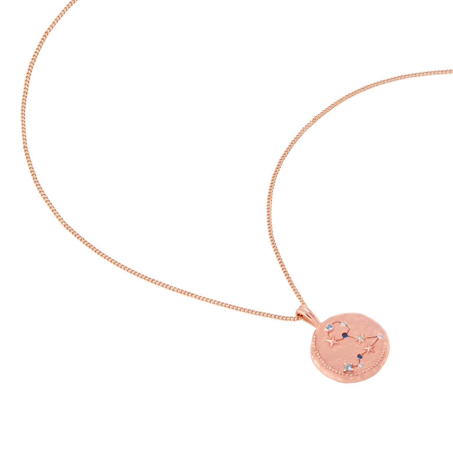 Pisces Zodiac Pendant Necklace in Rose Gold