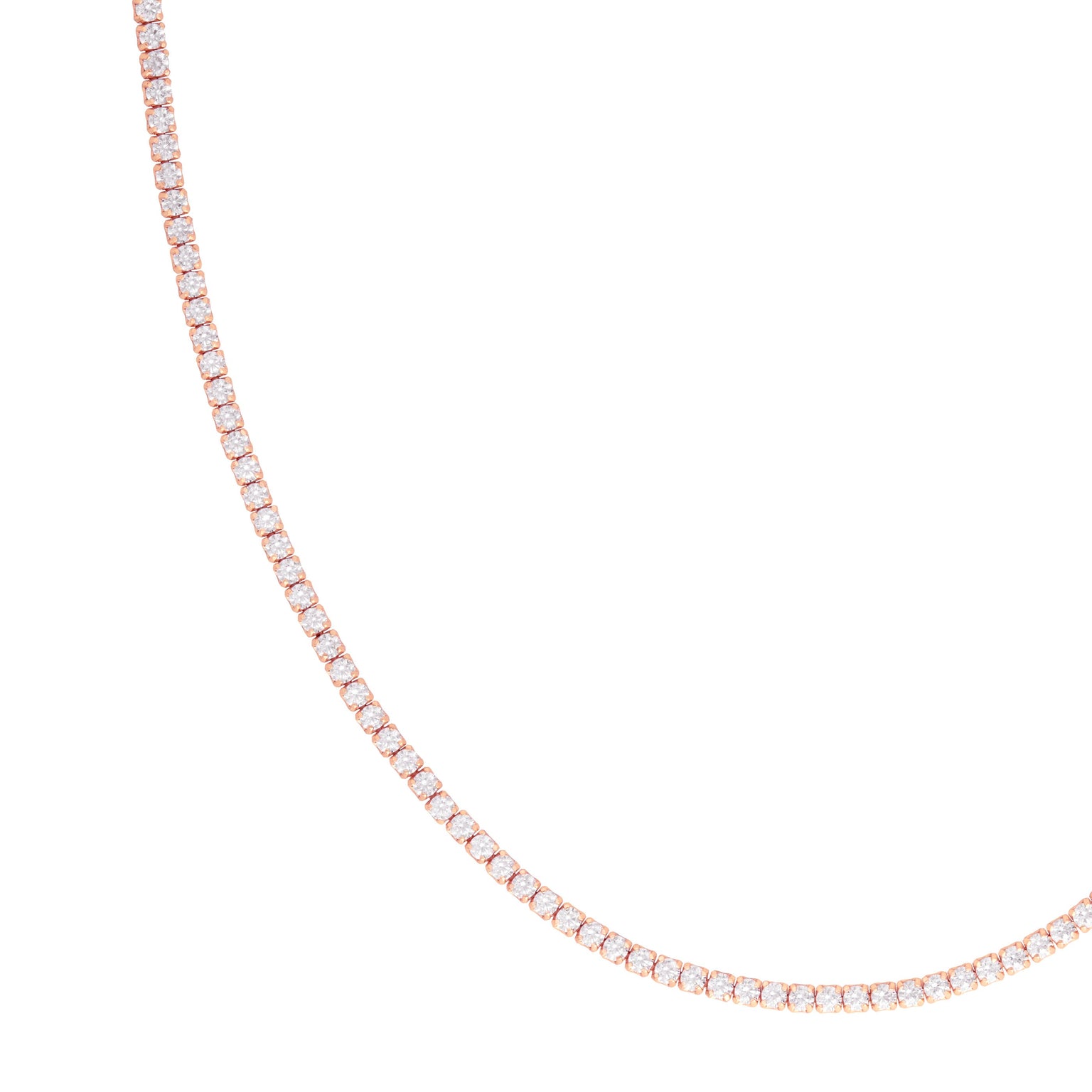 Tennis Chain Necklace in Rose Gold close up shot