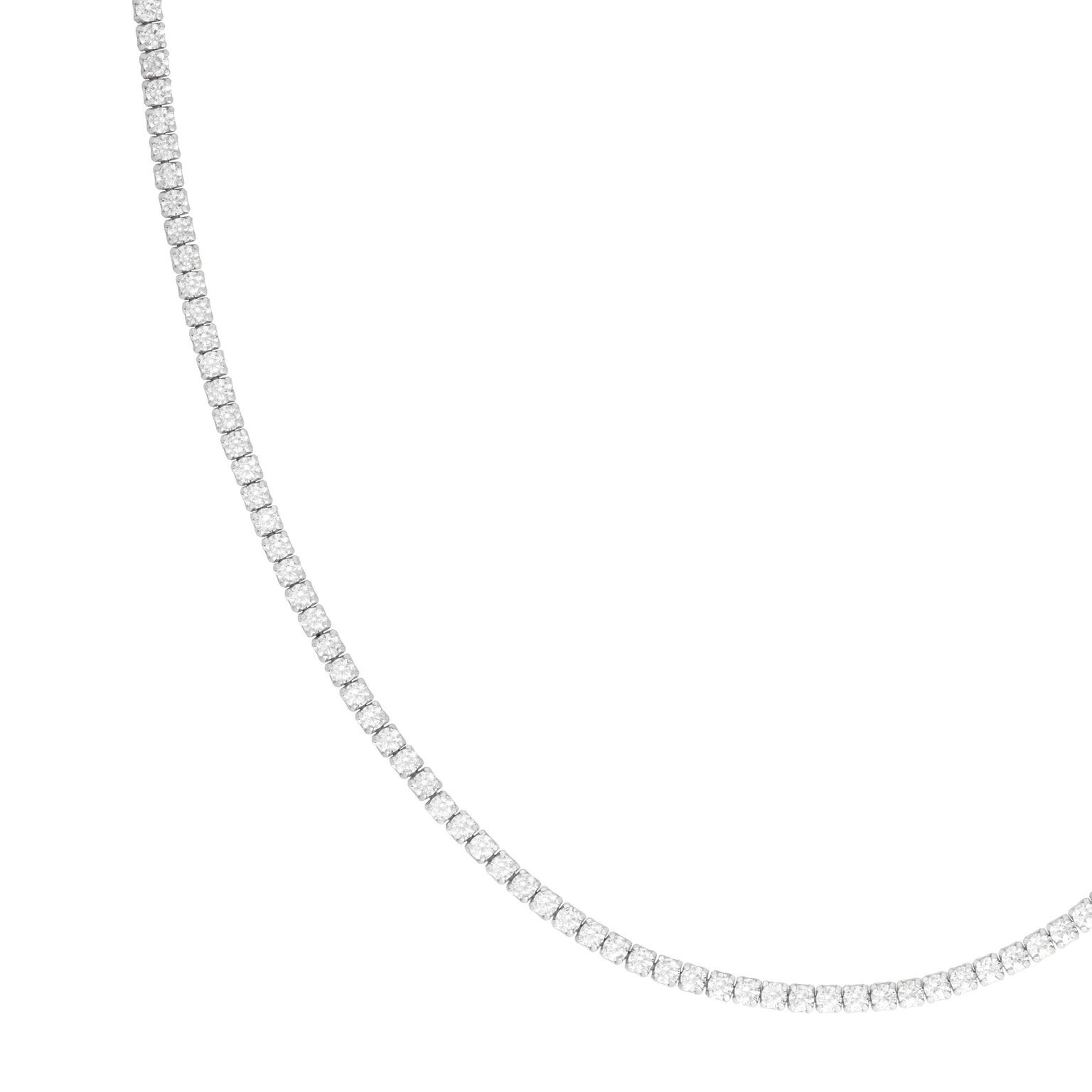 Close up shot of Tennis Chain Necklace in Silver