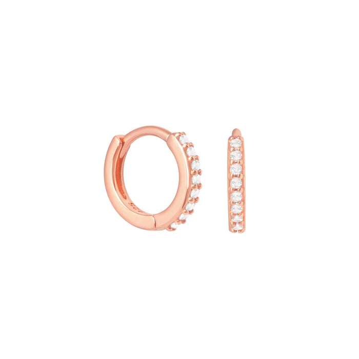 April Birthstone Huggies in Rose Gold with Clear CZ