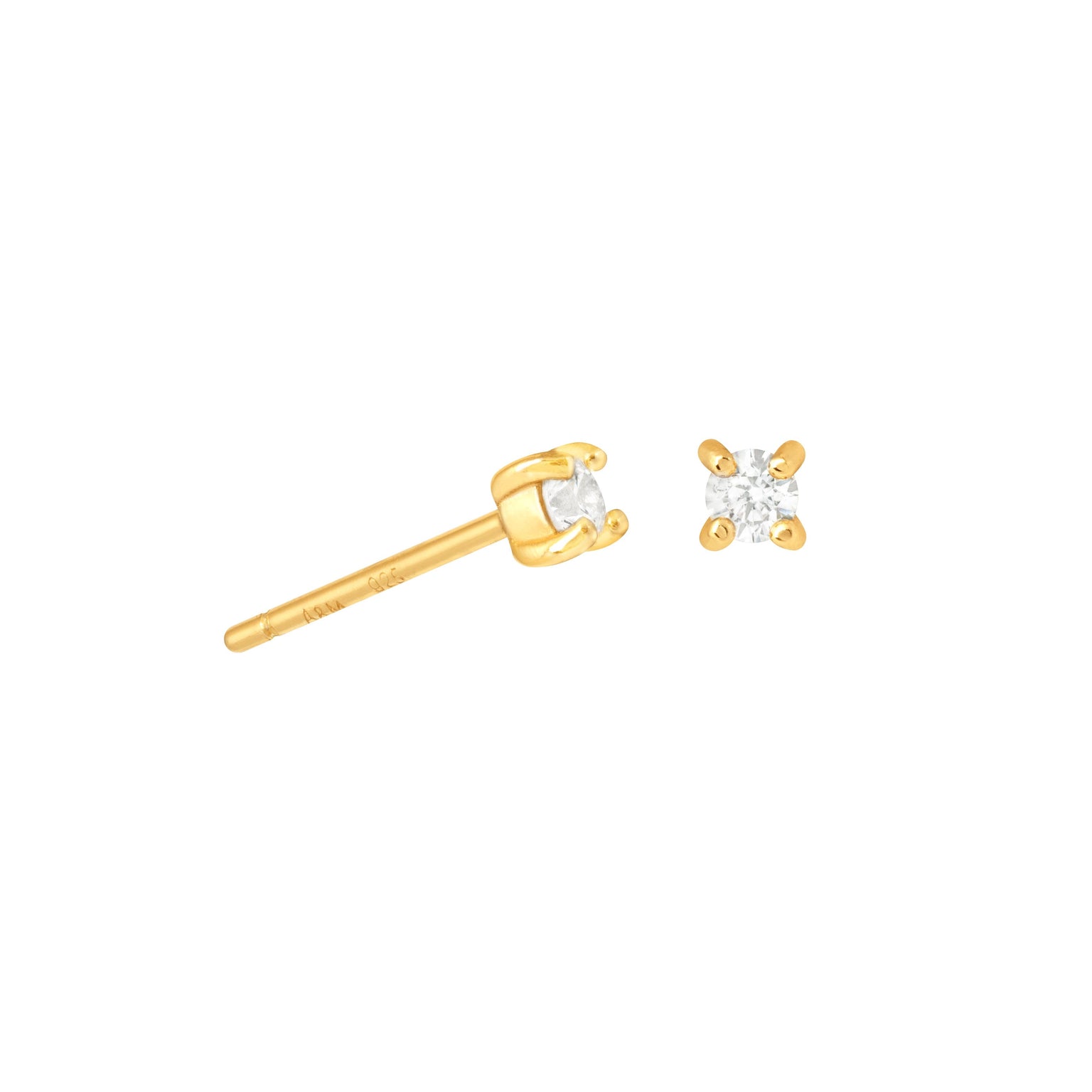 April Birthstone Stud Earrings in Gold with Clear CZ