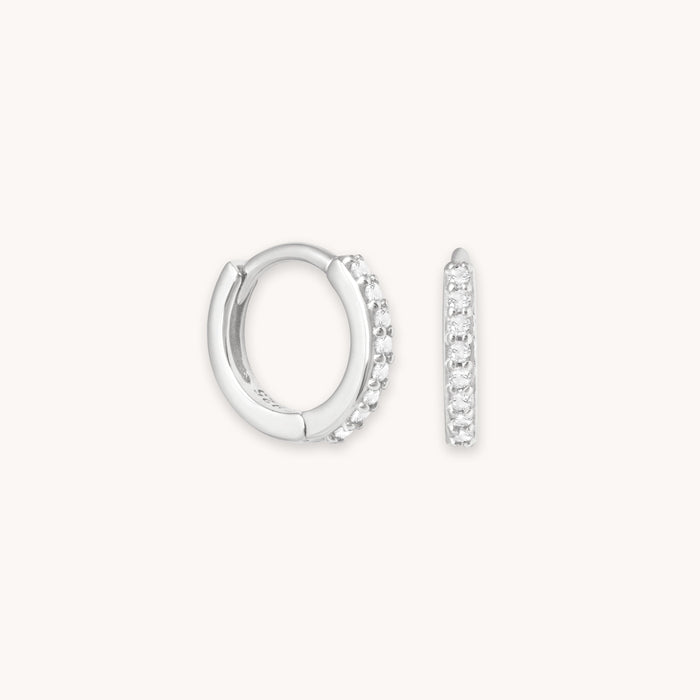 April Birthstone Huggies in Silver with Clear CZ