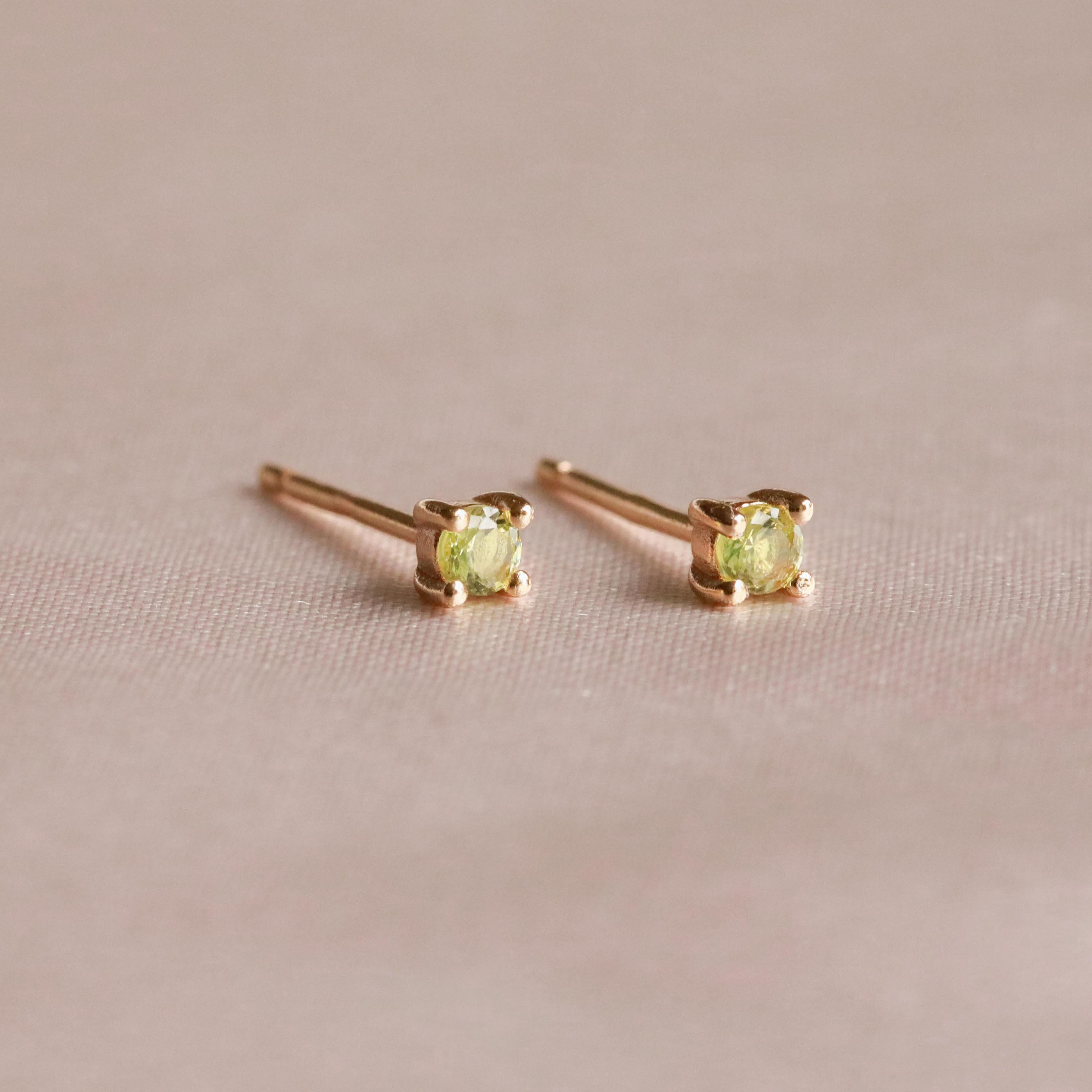 August Birthstone Stud Earrings in Gold with Peridot CZ