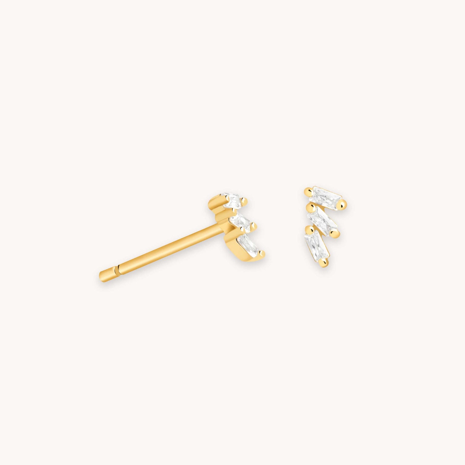 Baguette Crystal Stud Earrings in Gold