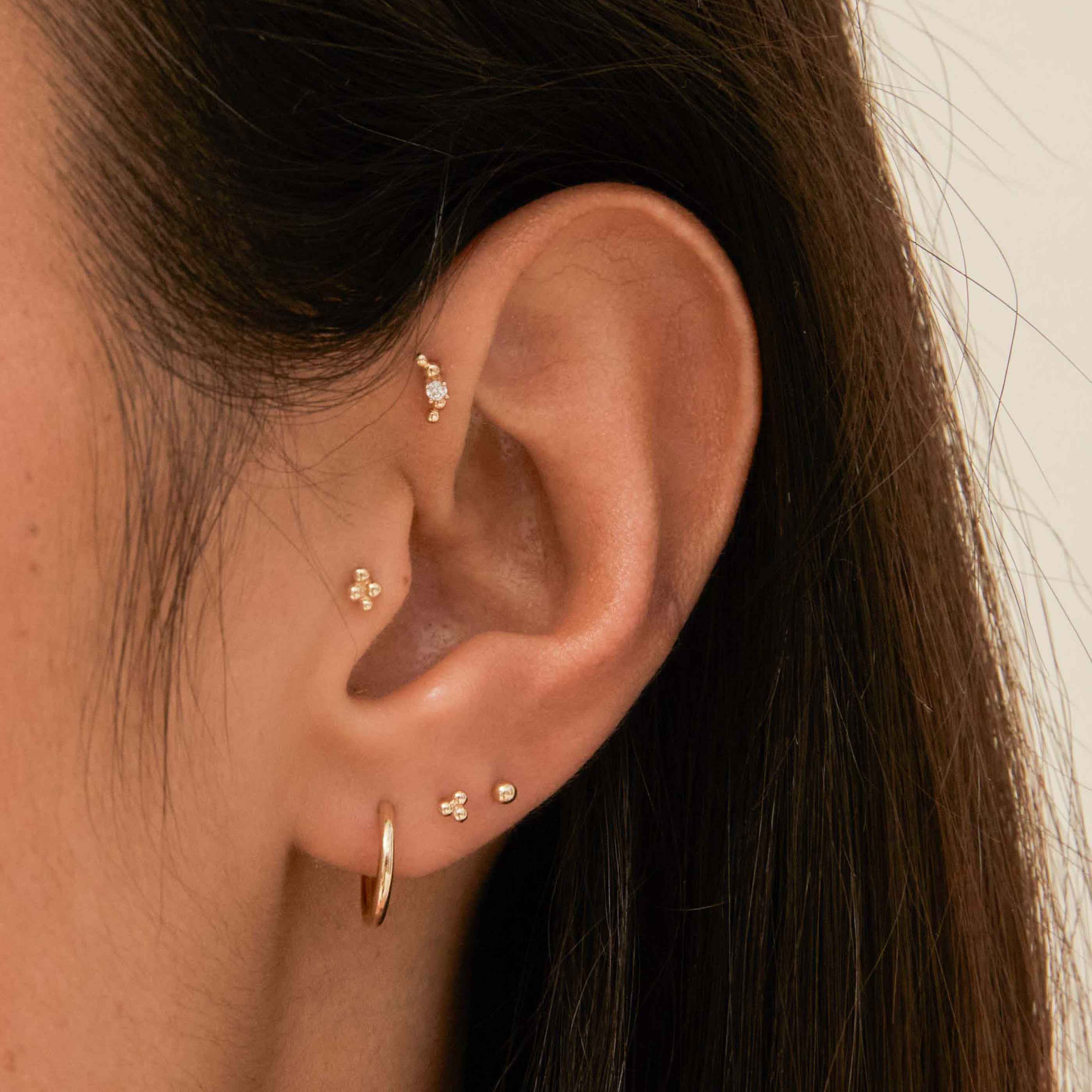 Trinity Stud Earrings in Solid Gold