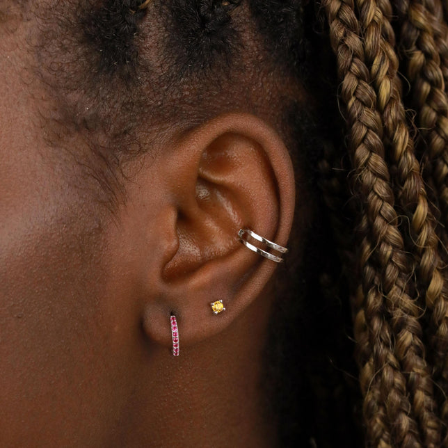 November Birthstone Stud Earrings in Silver with Citrine CZ