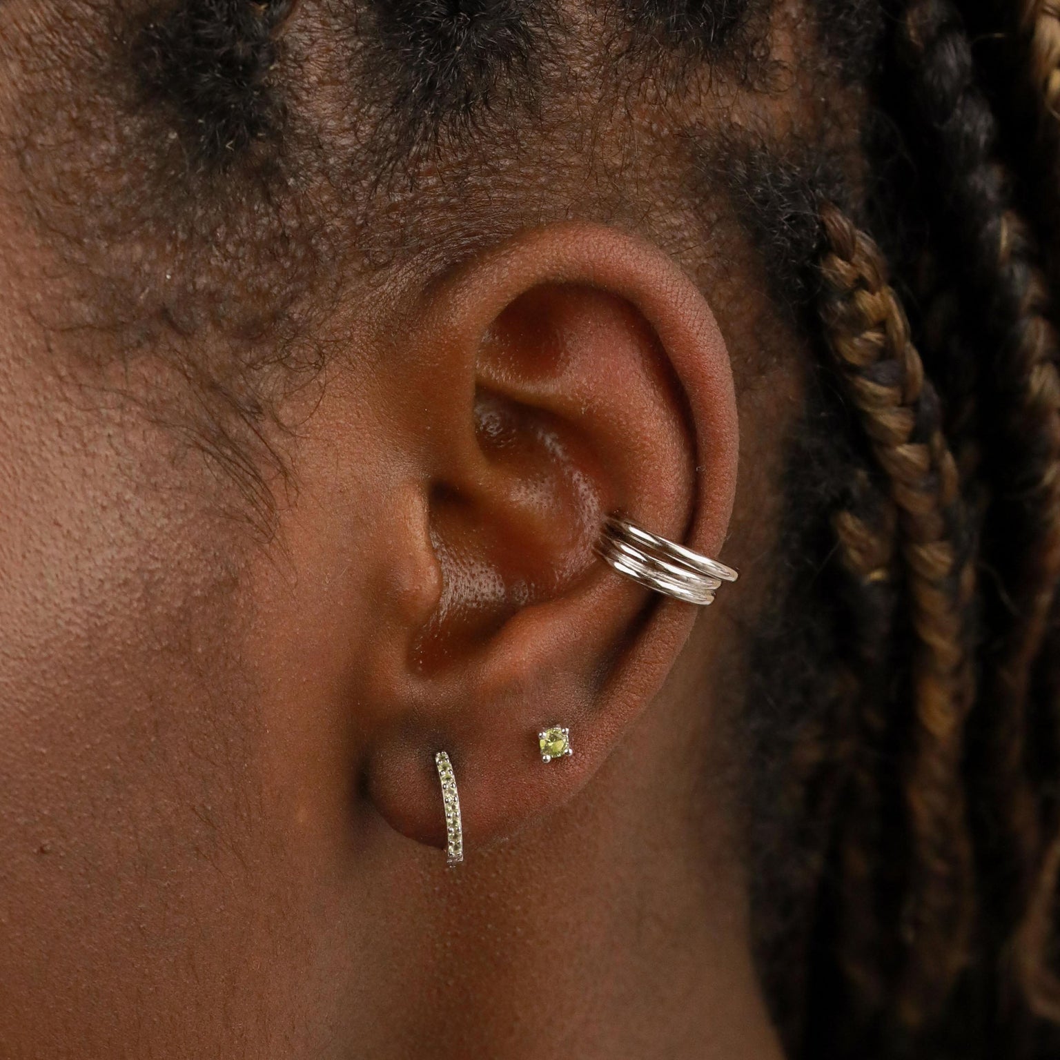 August Birthstone Stud Earrings in Silver with Peridot CZ