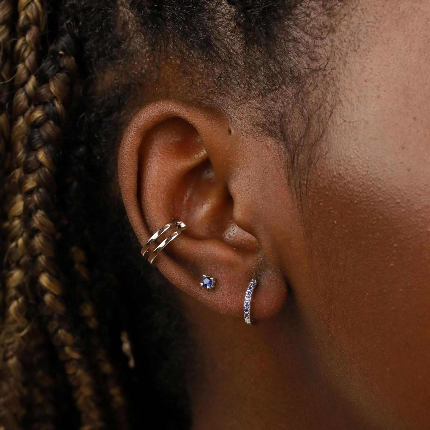 December Birthstone Stud Earrings in Silver with Tanzanite CZ