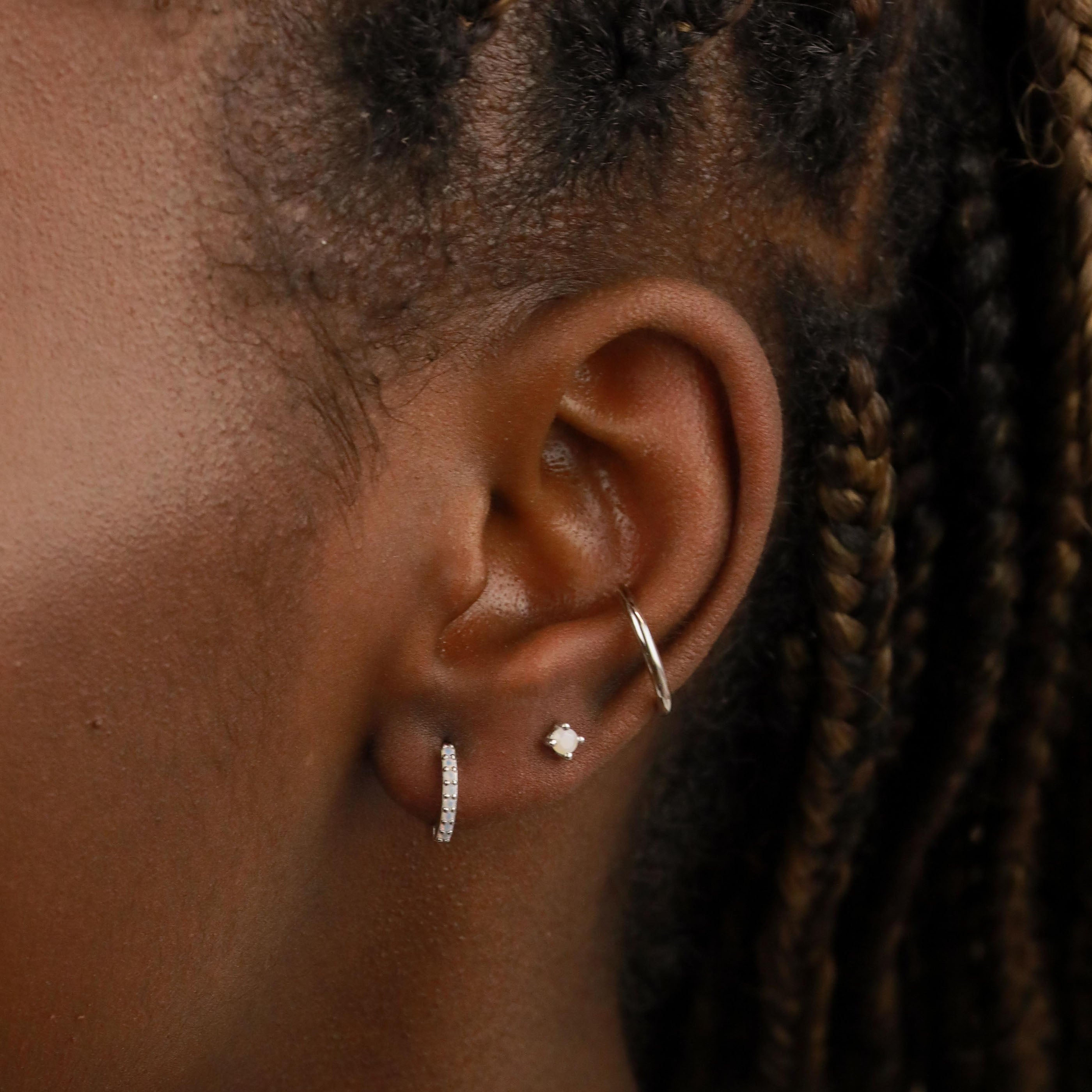 June Birthstone Stud Earrings in Silver with Moonstone CZ