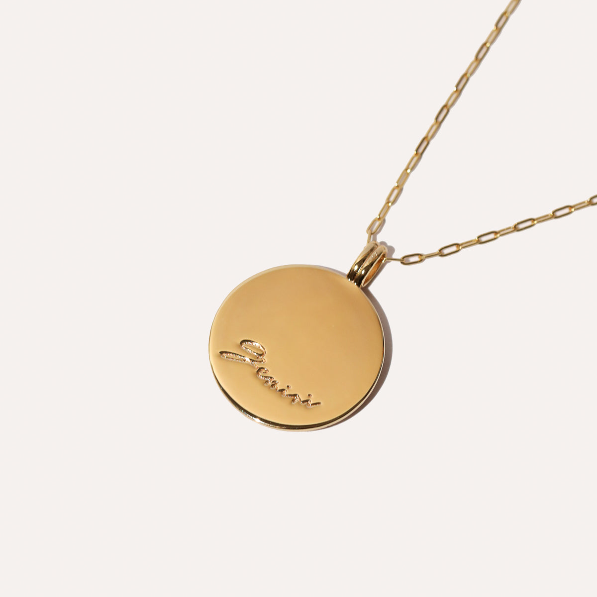 Bold Zodiac Gemini Pendant Necklace in Gold back