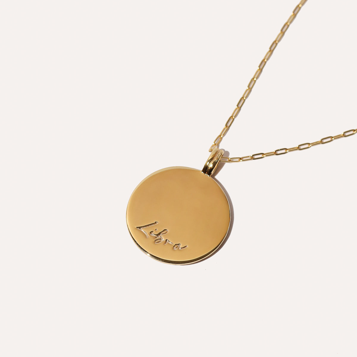 Libra Bold Zodiac Pendant Necklace in Gold back