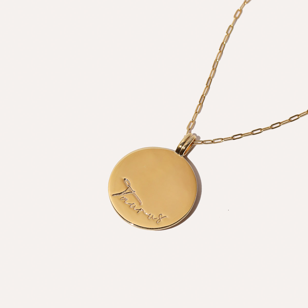Taurus Bold Zodiac Pendant Necklace in Gold back