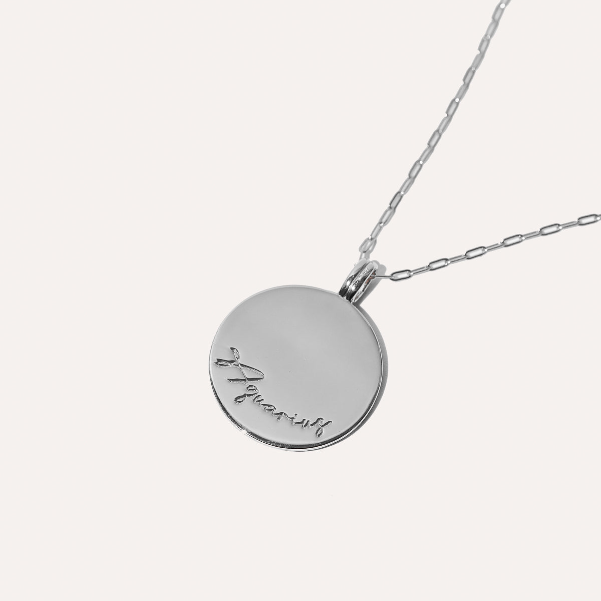 Aquarius Bold Zodiac Pendant Necklace in Silver back