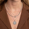 Libra Bold Zodiac Pendant Necklace in Silver worn layered with necklaces