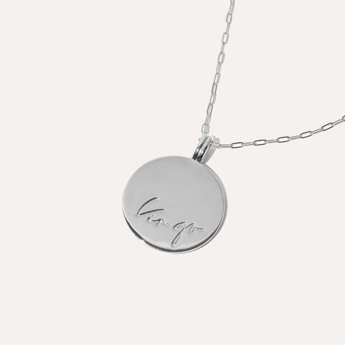 Virgo Bold Zodiac Pendant Necklace in Silver back