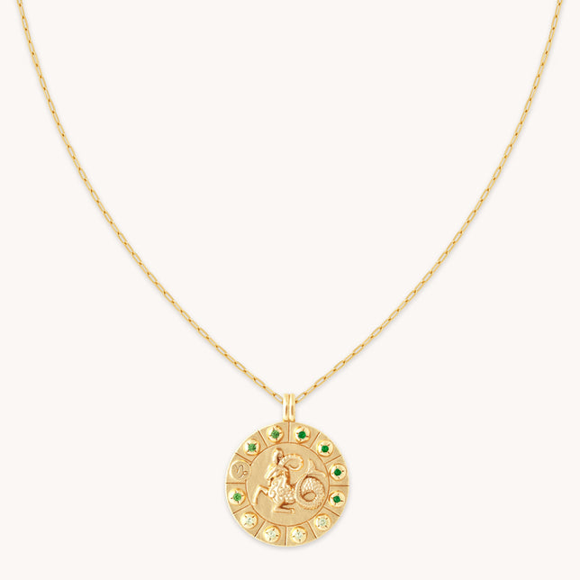 Capricorn Bold Zodiac Pendant Necklace in Gold