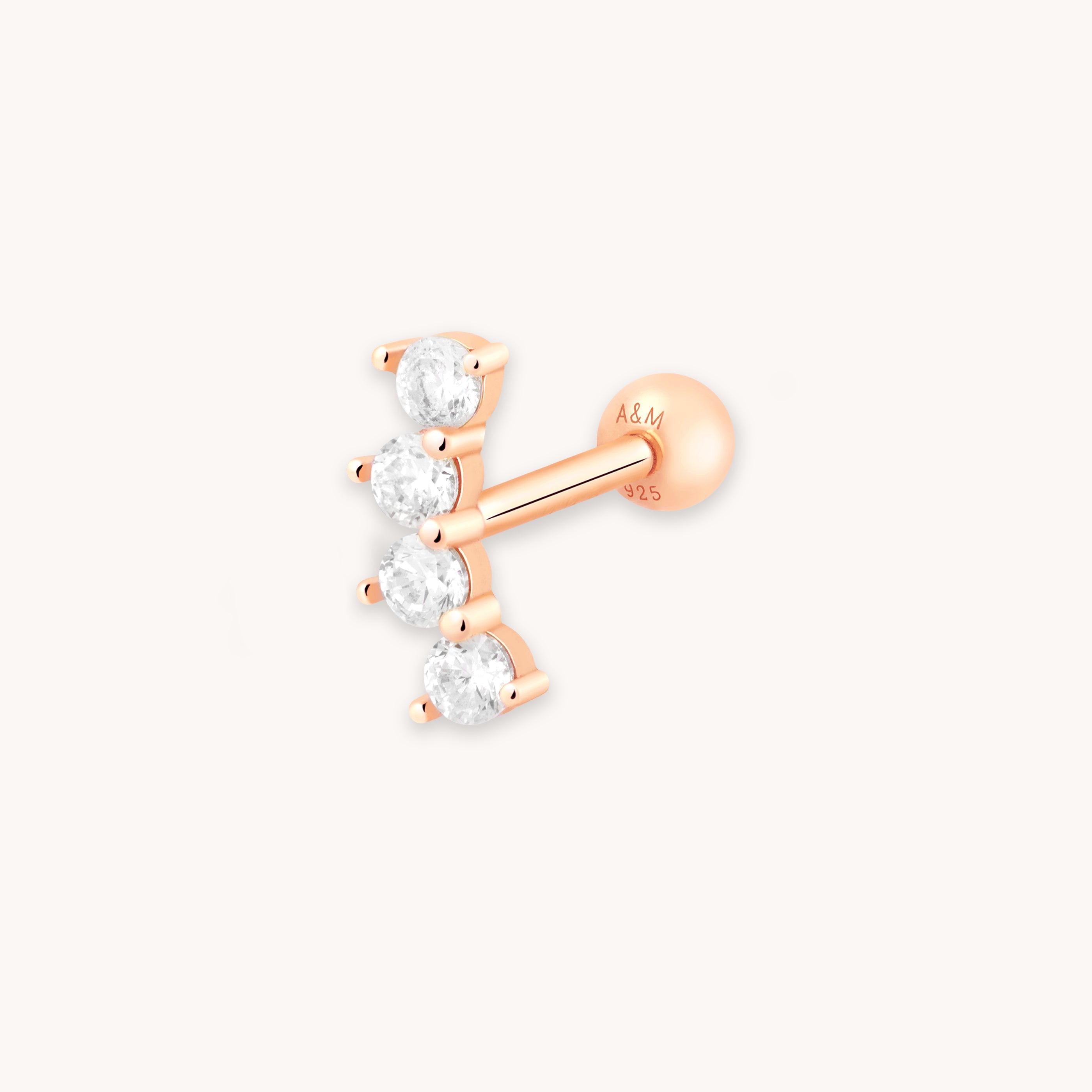 Curved Crystal Rose Gold Barbell | Astrid & Miyu Earrings